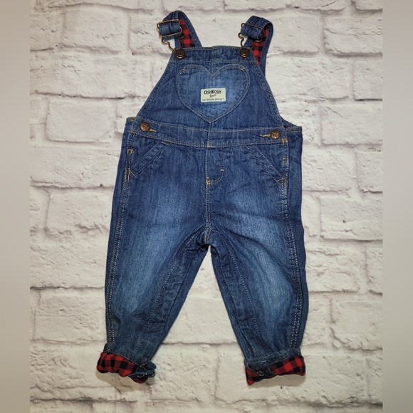 Oshkosh Infant Girl's Buffalo Plaid Print Bodysuit & Denim Jumper - Picture 6 of 9